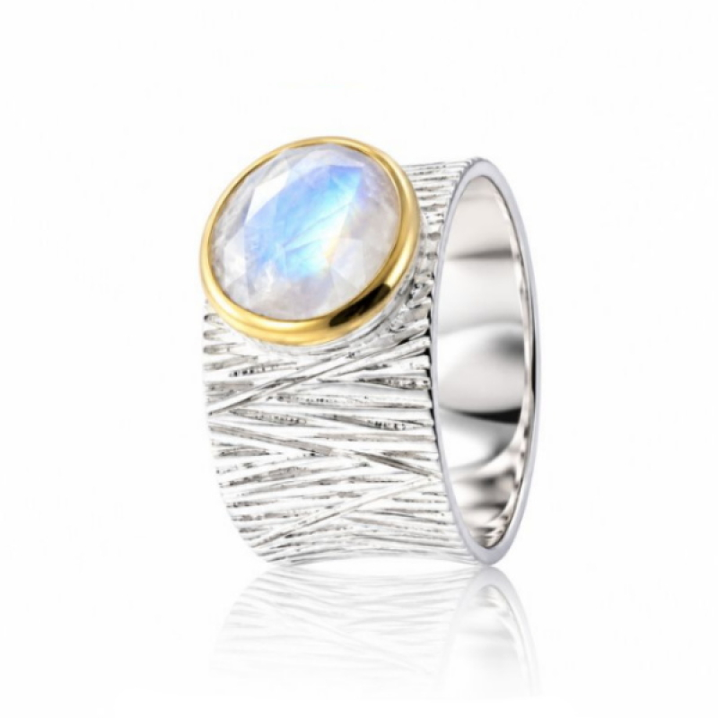 Regenboog Maansteen Ring model R5-069