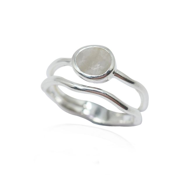 Regenboog Maansteen Ring model R5-084