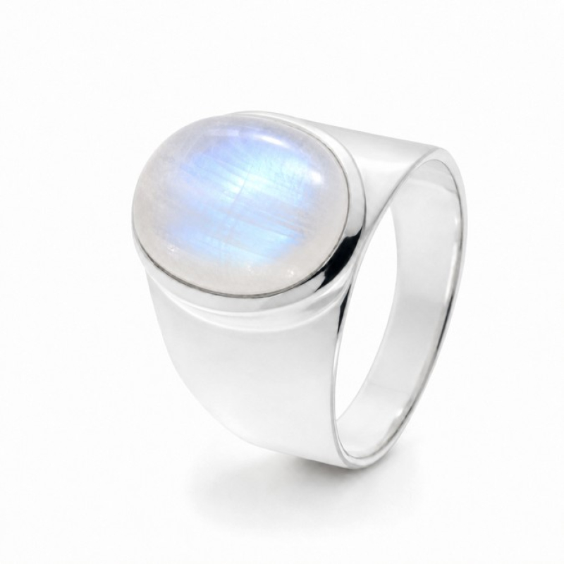 Regenboog Maansteen Ring model R6-001