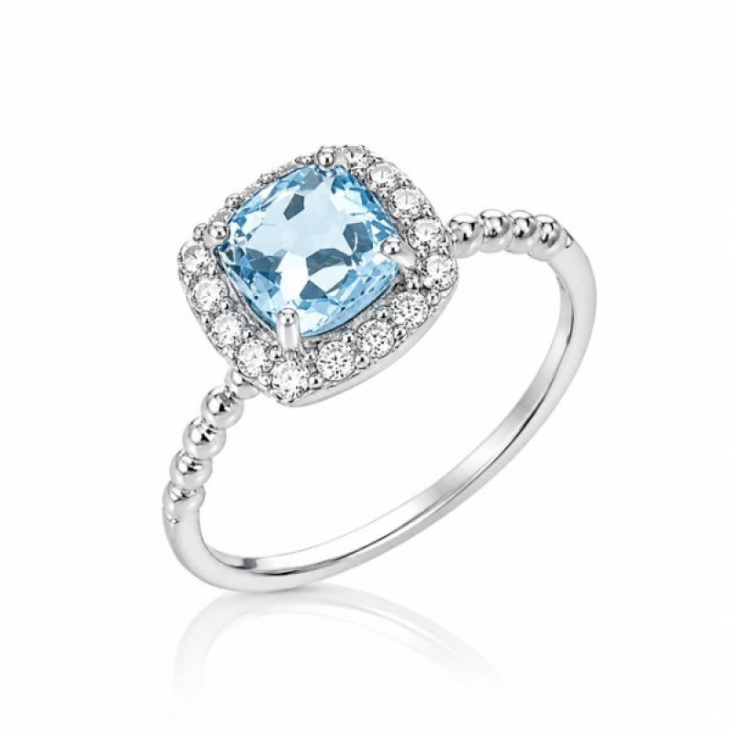 Blauwe Topaas met diamanten Ring model R7-066