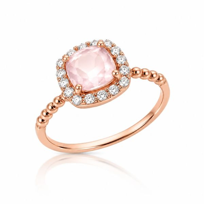 Rozenkwarts met diamand Ring model R7-066
