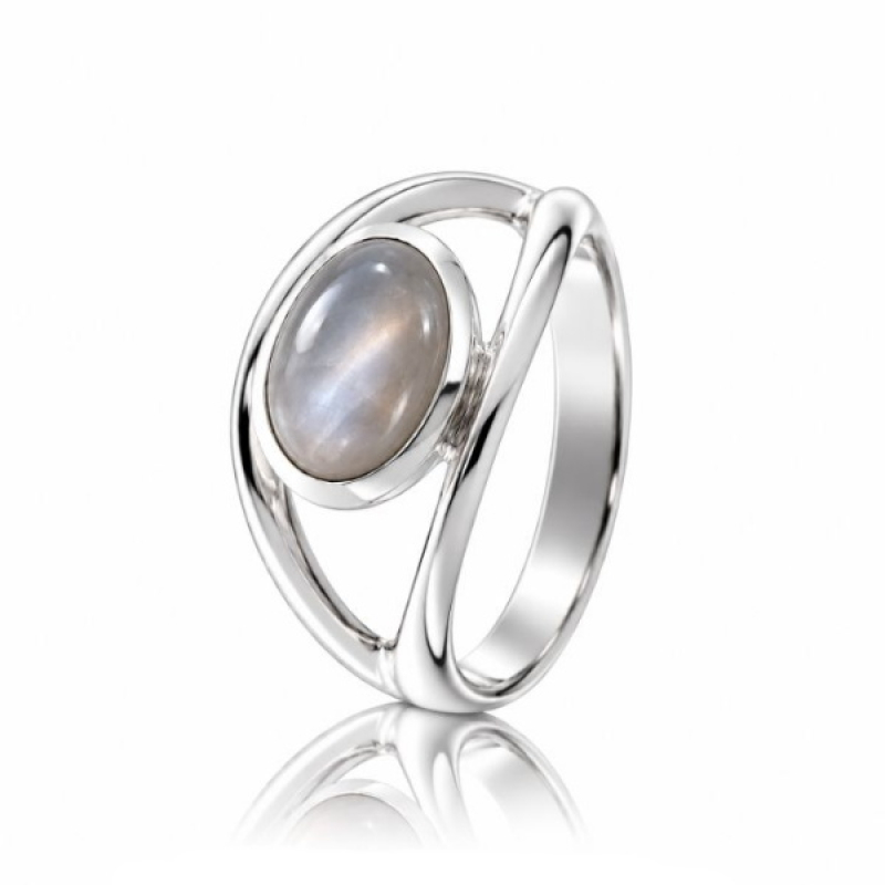 Moonstone, grey, Ring model R9-051