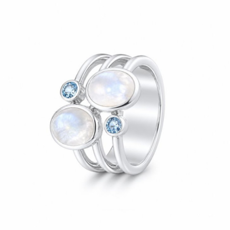 Regenboog Maansteen Ring model R9-063
